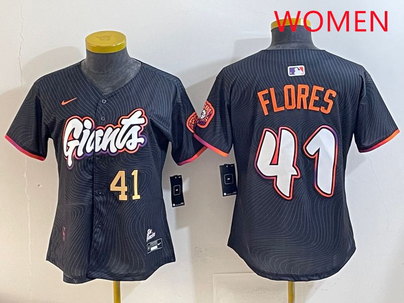 Women San Francisco Giants 41 Flores Black Joint Name 2025 Nike MLB Jersey style 3
